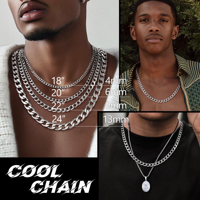 PROSTEEL Necklace for Men Necklaces Chain 18 inch Stainless Steel Cuban Link Mens Necklace Man - Image 2